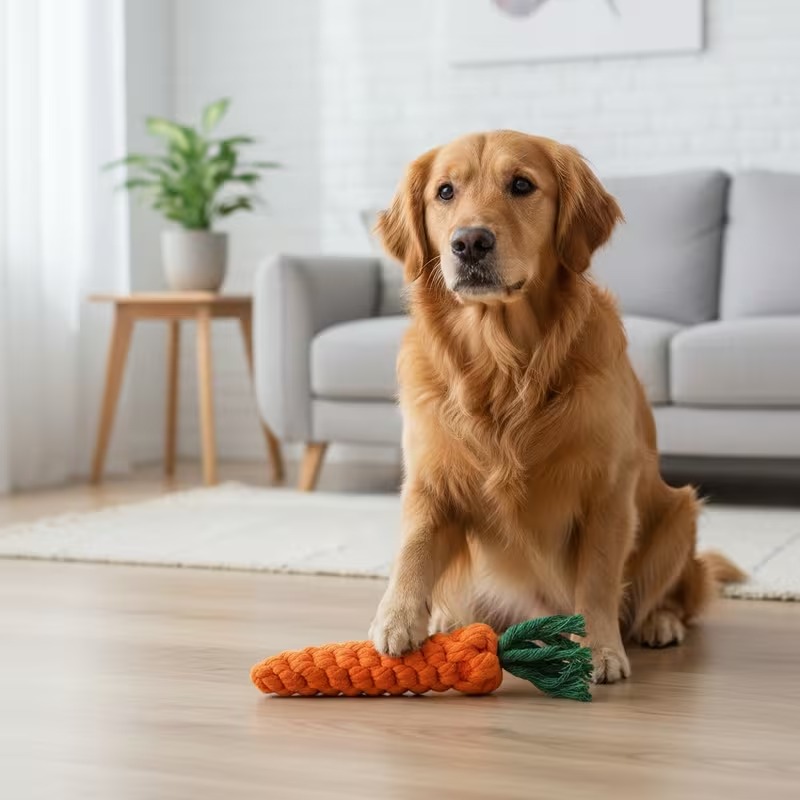 Carrot-Shaped Dog Rope Chew Toy