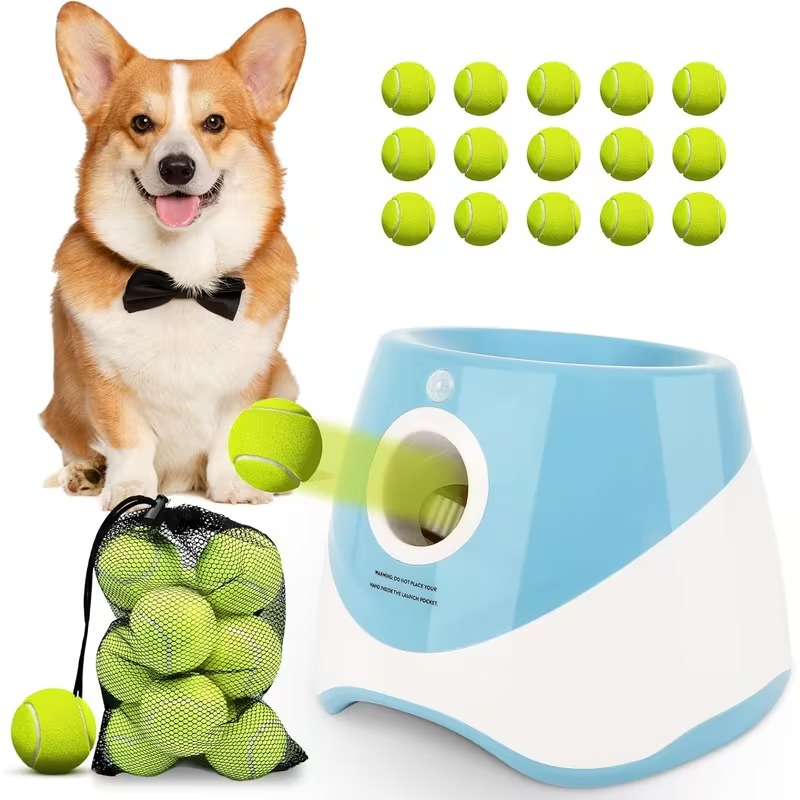 Automatic Dog Ball Launcher with Mini Tennis Balls